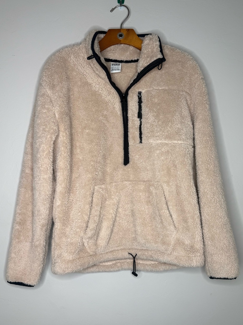 Victoria’s Secret pink sherpa teddy half zip sweatshirt size XS cozy warm beige